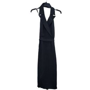 YL by‎ Yair Vintage Black Menswear Halter Neck Lapel Long Evening Dress NWT 4